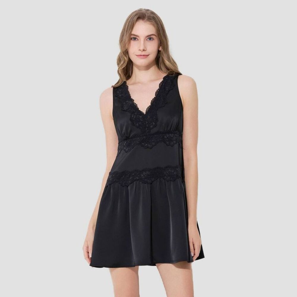 Women's Lace Mini Slip Dress - Wild Fable Black L